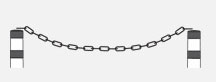 Black plastic chain as barrier between posts