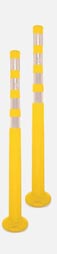 Yellow flexible delineator with white reflective stripes