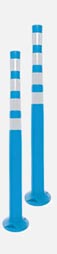 Blue delineator for traffic calming in parking lots and on bicycle paths