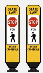 Stop for pedestrians within crosswalk road sign zoneguard panels