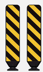 Road warning diagonal stripes black on yellow
