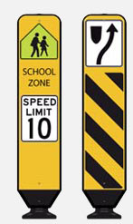 School zone speed limit with road obstacle warning