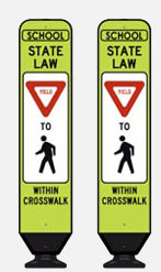 State law with yield to pedestrians within crosswalk road sign